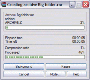 winrar splitting the file into volume chunks